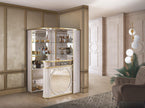 H2O Design Tiffanie Italian Luxury High Gloss Beige & Gold Eco Leather Corner Bar Unit