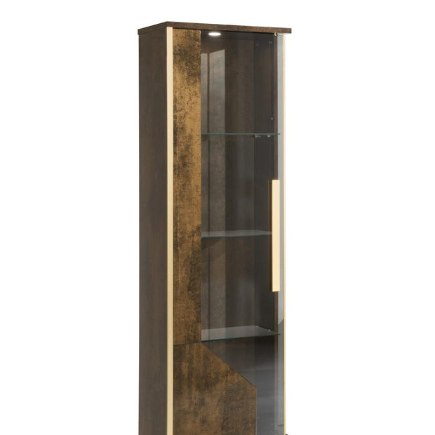 Desire Italian Bronze & Gold Italian Single Door Display/Vitrine Cabinet By H2O