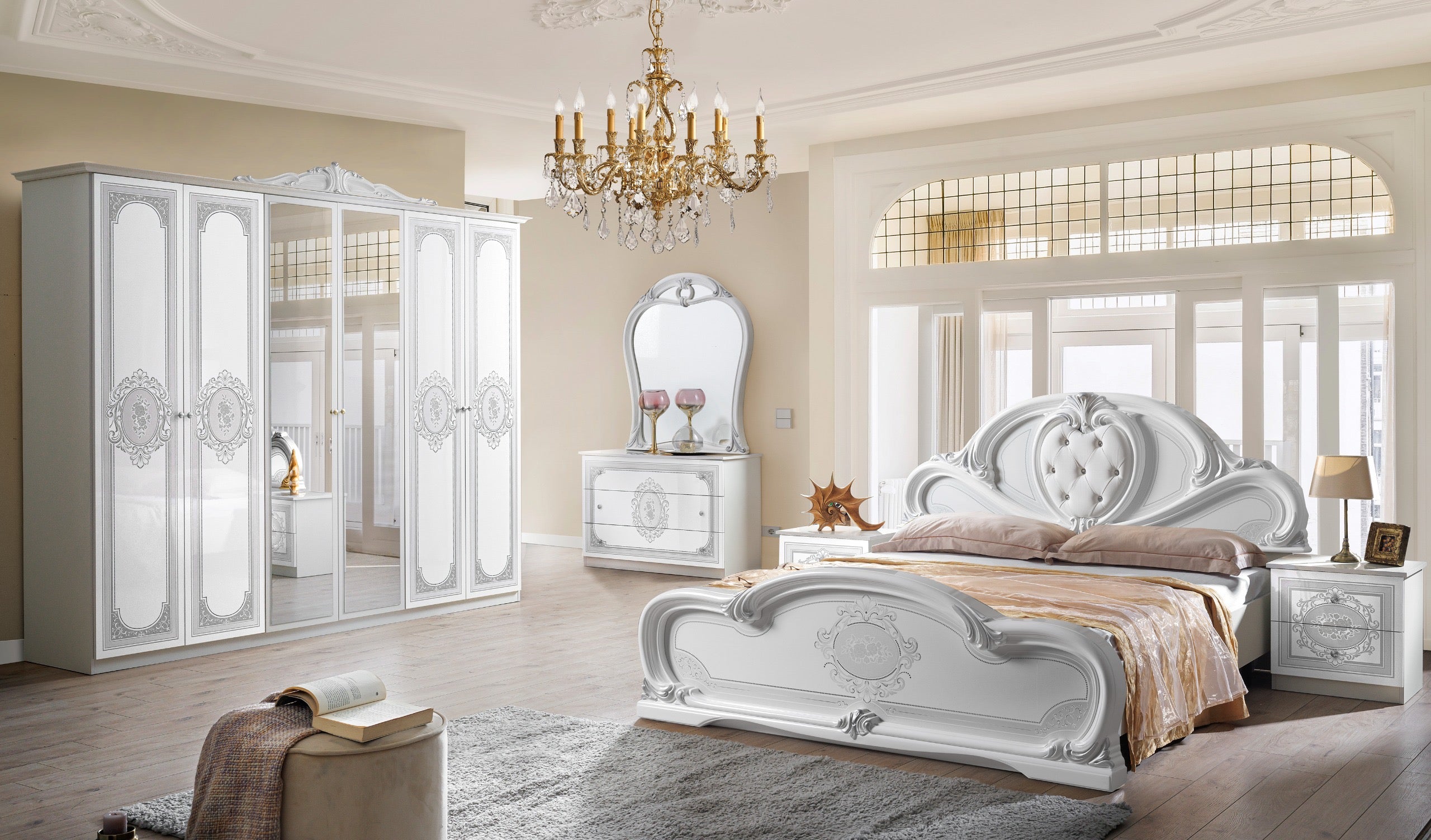 New Stunning CLARISSA Italian High Gloss 4Doors Wardrobe Bedroom Set OFFER PRICE
