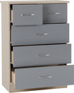 Nevada 2 Door 1 Drawer Wardrobe Bedroom Set - Grey Gloss/Light Oak Effect Veneer