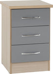 Nevada 2 Door 1 Drawer Wardrobe Bedroom Set - Grey Gloss/Light Oak Effect Veneer