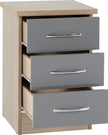 Nevada 2 Door 1 Drawer Wardrobe Bedroom Set - Grey Gloss/Light Oak Effect Veneer