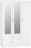 Nevada 3 Door 2 Drawer Wardrobe - White Gloss