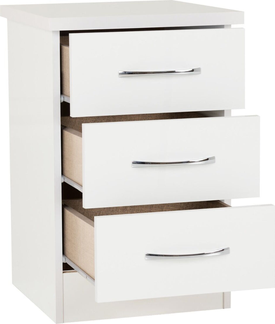 Nevada 2 Door 1 Drawer Wardrobe Bedroom Set White Gloss