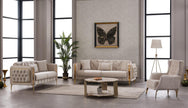 VEGAS CHESTERFIELD CREAM-GOLD SOFA SET