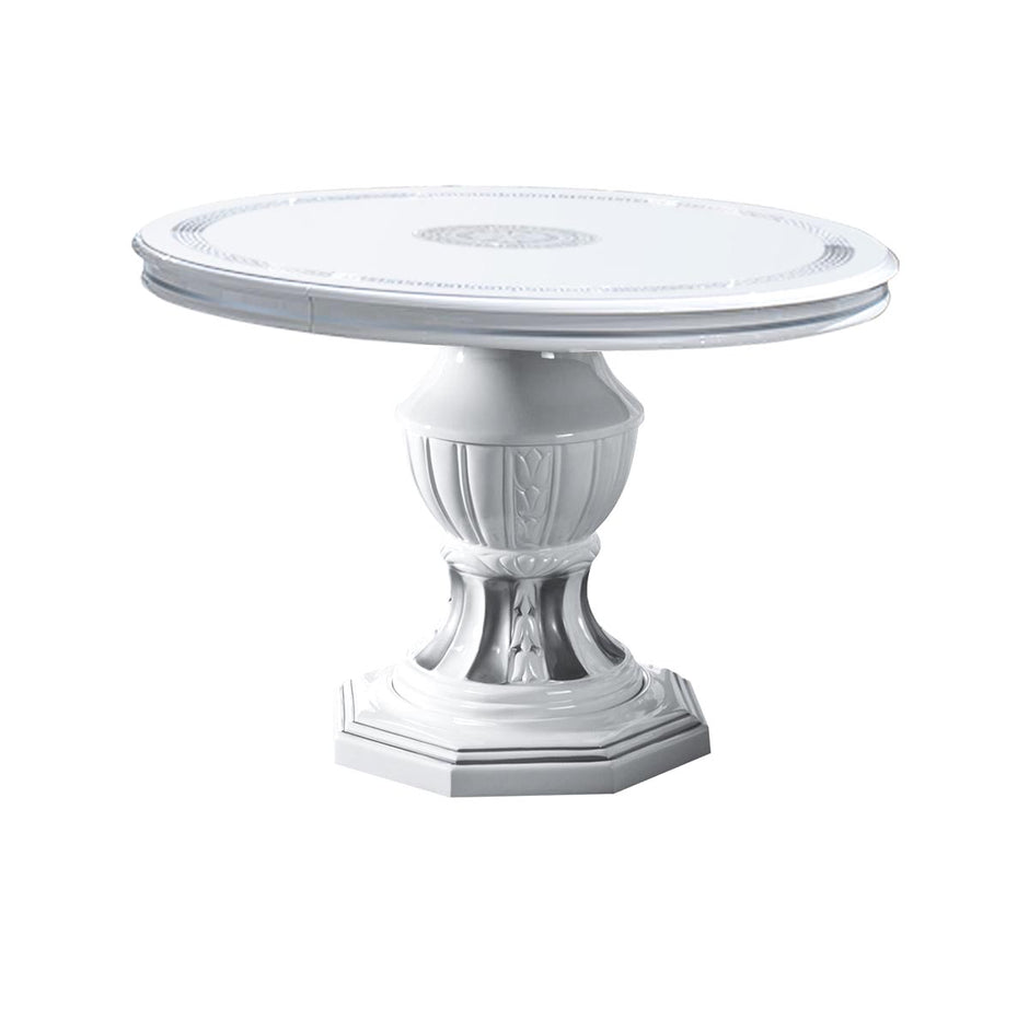 NEW VENUS CLASSIC ITALIAN LOUNG/ DINING ROOM HIGH GLOSS WHITE -SILVER  BEN COMPANY
