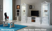 NEW VENUS CLASSIC ITALIAN LOUNG/ DINING ROOM HIGH GLOSS WHITE -SILVER  BEN COMPANY
