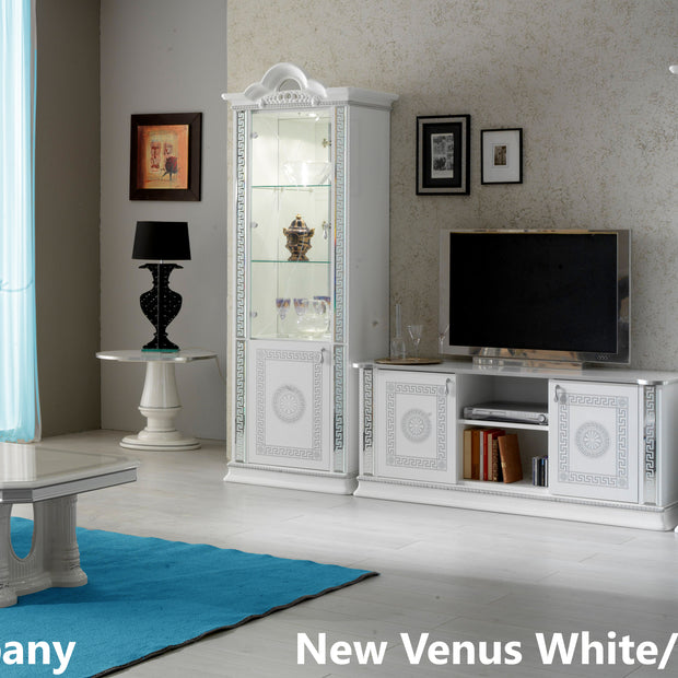 NEW VENUS CLASSIC ITALIAN LOUNG/ DINING ROOM HIGH GLOSS WHITE -SILVER  BEN COMPANY