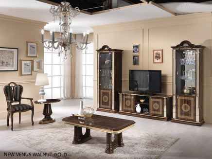 NEW VENUS CLASSIC ITALIAN HIGH GLOSS WALNUT COLOUR LIVING ROOM BEN COMPANY