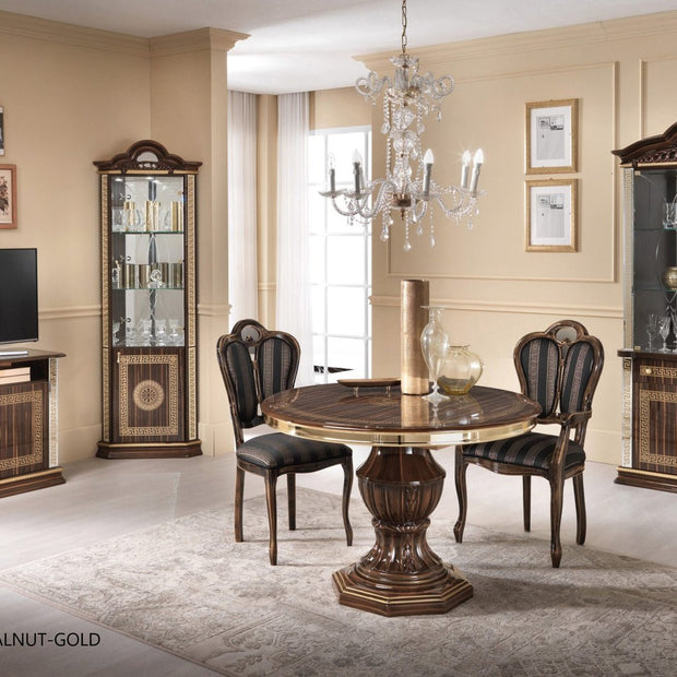 NEW VENUS ITALIAN WALNUT/GOLD ITALIAN HIGH GLOSS 2 DOOR DISPLAY CABINEt BEN COMPANY