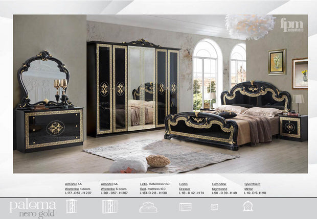 New Stunning PALOMA Italian High Gloss Bedroom Set with 4/6  Doors Wardrobe