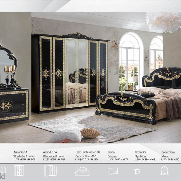 New Stunning PALOMA Italian High Gloss Bedroom Set with 4/6  Doors Wardrobe