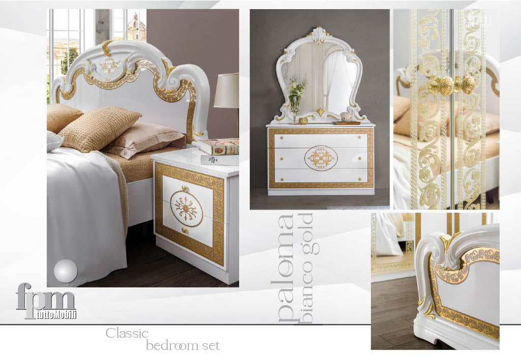 New Stunning PALOMA Italian High Gloss Bedroom Set with 4/6  Doors Wardrobe