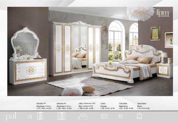 New Stunning PALOMA Italian High Gloss Bedroom Set with 4/6  Doors Wardrobe