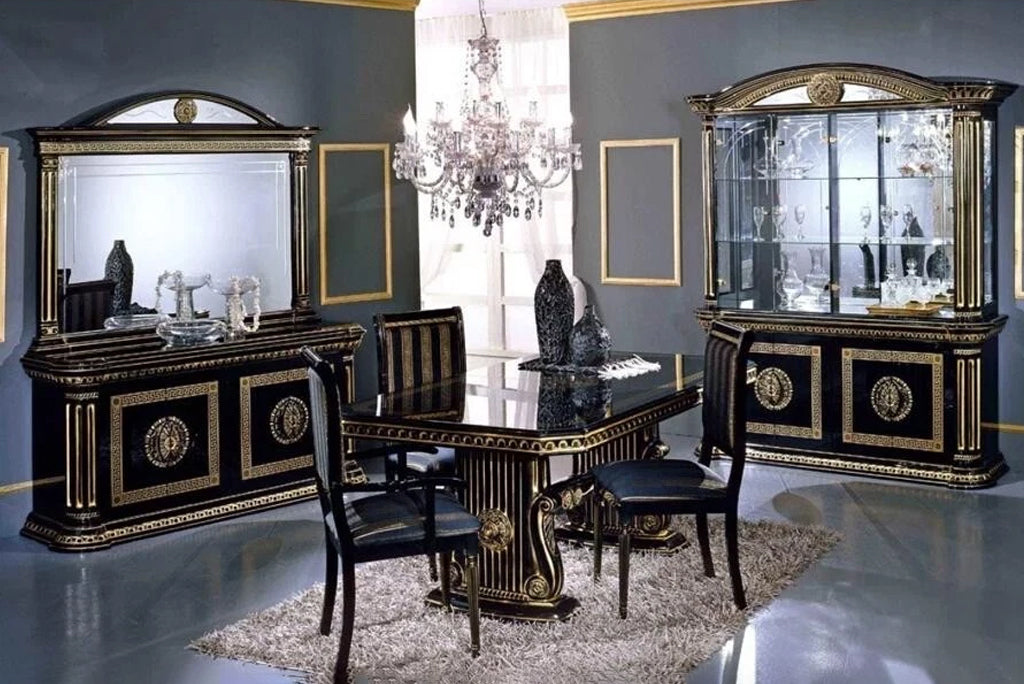 Rosella Versa Design ITALIAN Black and Gold Corner Vitrine Cabinet H2O Design