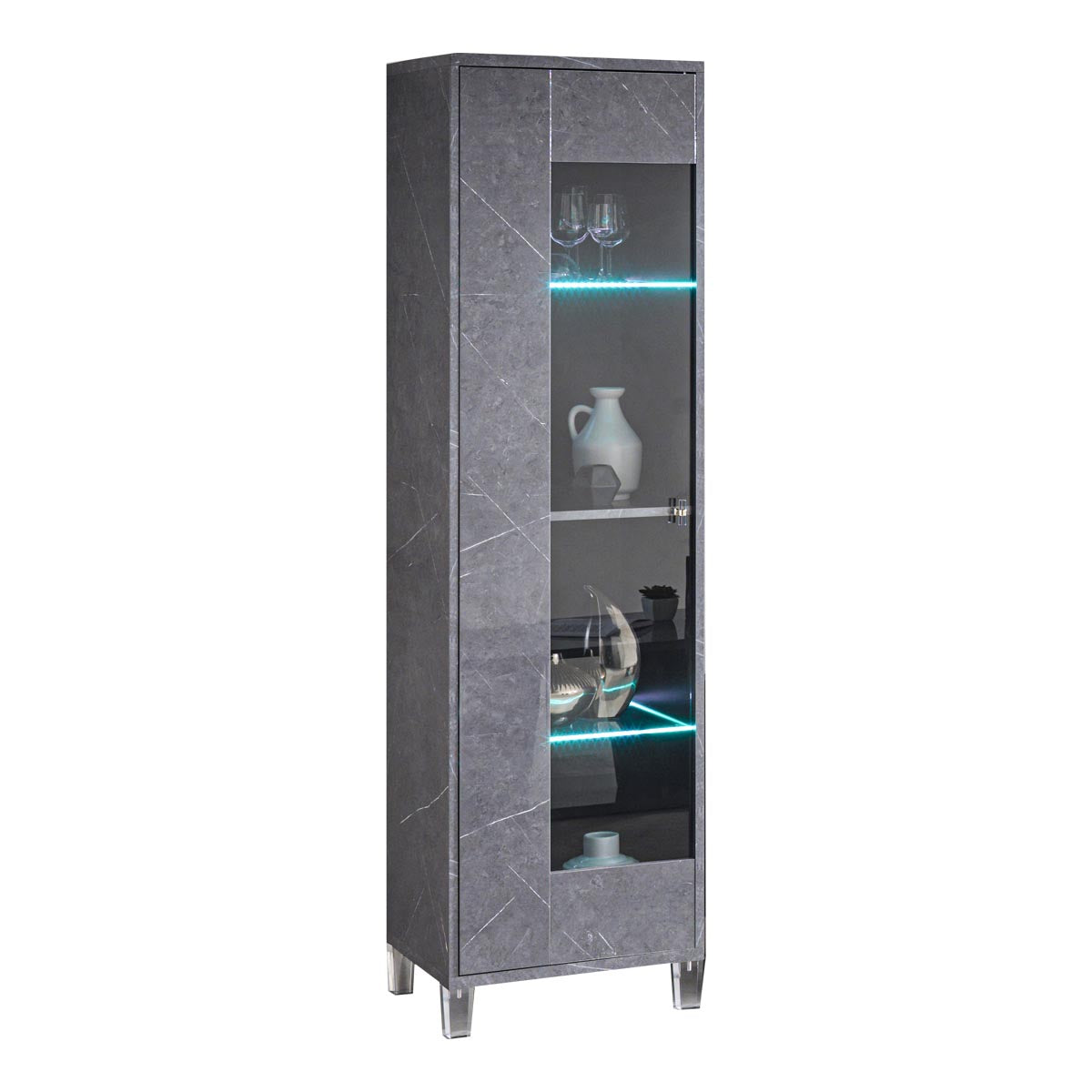 Ben Company Vittoria Grey Italian Entertainment Tv Unti and Single Doors/Vitrine