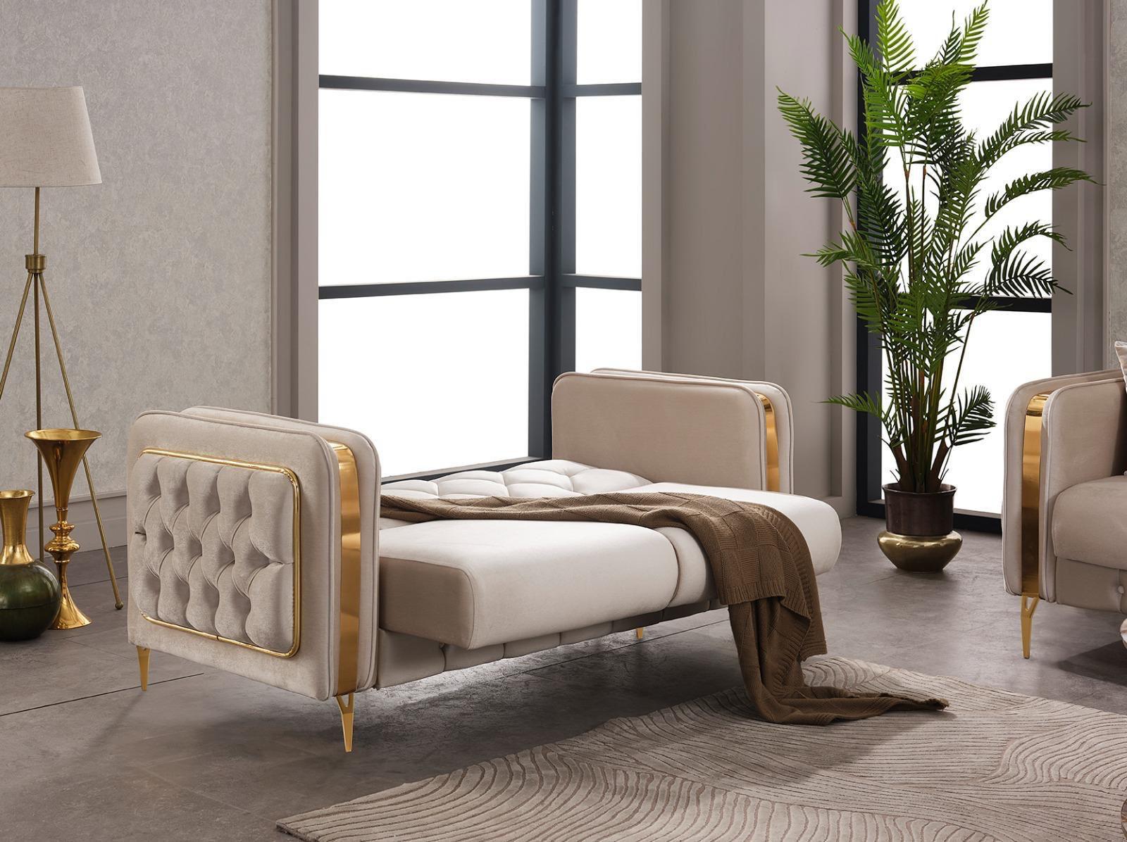 VEGAS CHESTERFIELD CREAM-GOLD SOFA SET