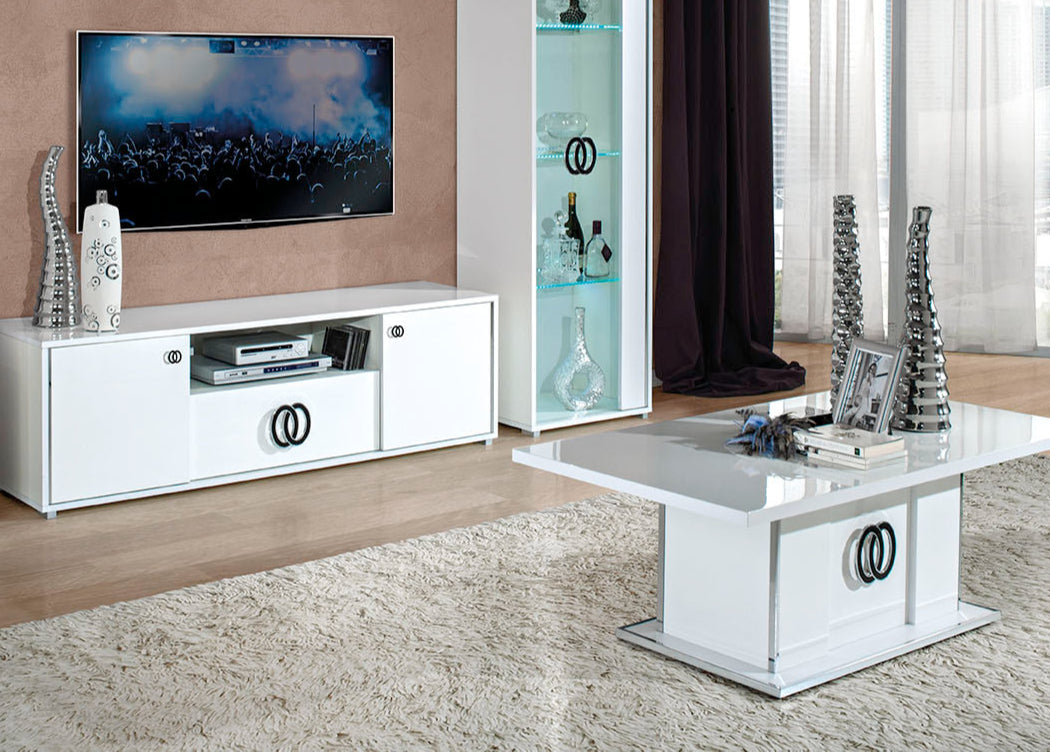 Vogue Italian Tv Cabinet & Coffee Table In White High Gloss Speical Offer
