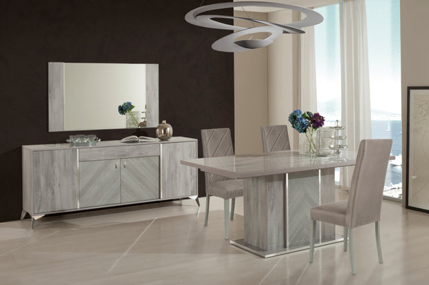 ALEXA LIGHT GREY H2O Design Italian High Gloss ExT-Dining Table + 6 Chairs