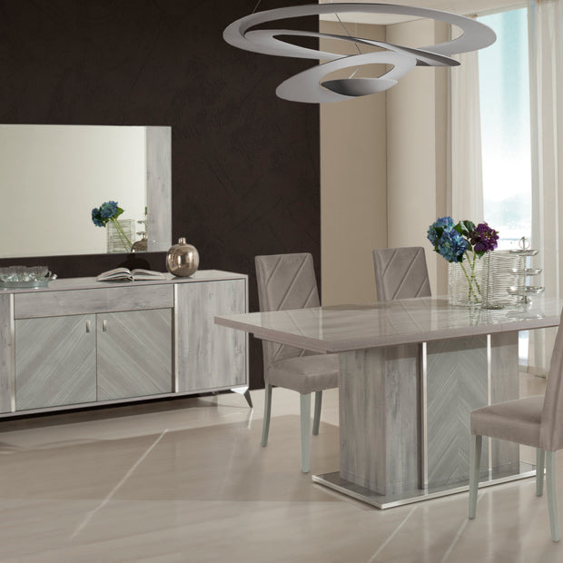 ALEXA LIGHT GREY H2O Design Italian High Gloss ExT-Dining Table + 6 Chairs