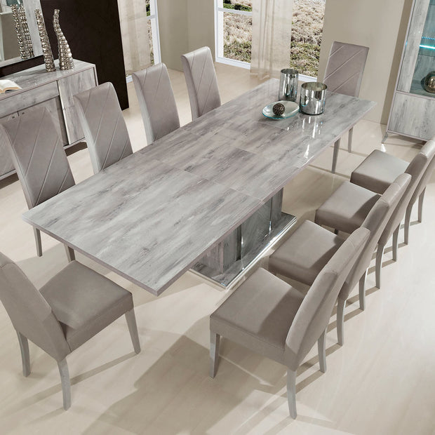 ALEXA LIGHT GREY H2O Design Italian High Gloss ExT-Dining Table + 6 Chairs
