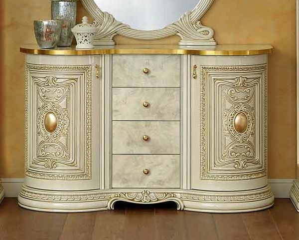 Camel Group Leonardo Ivory & Gold High Gloss Finish Italian 3 Door Buffet / Sideboard