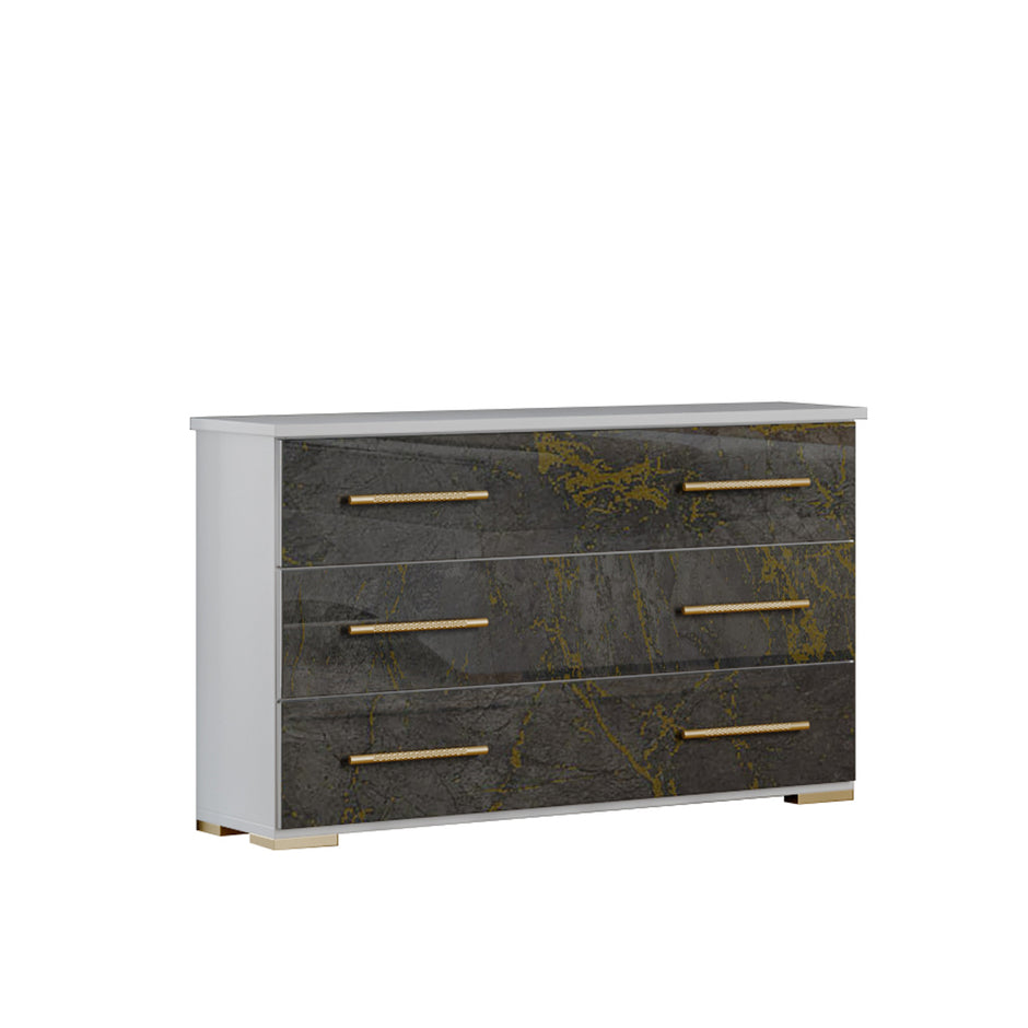 Ben Company Dalia Modern Italian High Gloss Grey-Gold With 4 Doors Wardrobe Bedroom Group