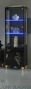 Ben Company Daniela Italian H/Gloss White/Silver 1 Door Vetrine/Display Cabinet
