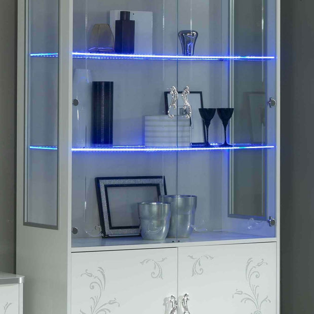 Ben Company Daniela Italian White-Silver 2 Door Display Cabinet