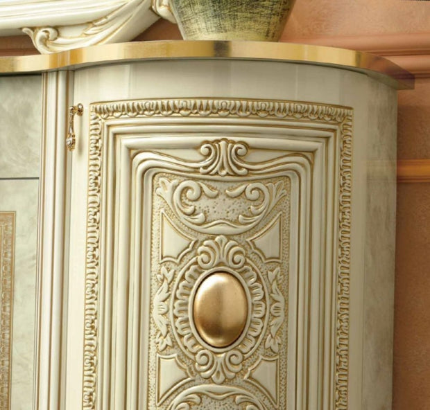 Camel Group Leonardo Italian High Gloss Cream & Gold Finish 4 Door Display/Vitrine Cabinet