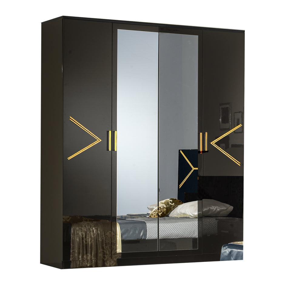 Elegance Modern Style Italian High Gloss Double Bed+ 4D Bedroom Set Ben Company