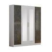 Ben Company Dalia Modern Italian High Gloss Grey-Gold With 4 Doors Wardrobe Bedroom Group
