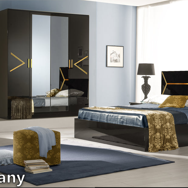 Elegance Modern Style Italian High Gloss Double Bed+ 4D Bedroom Set Ben Company