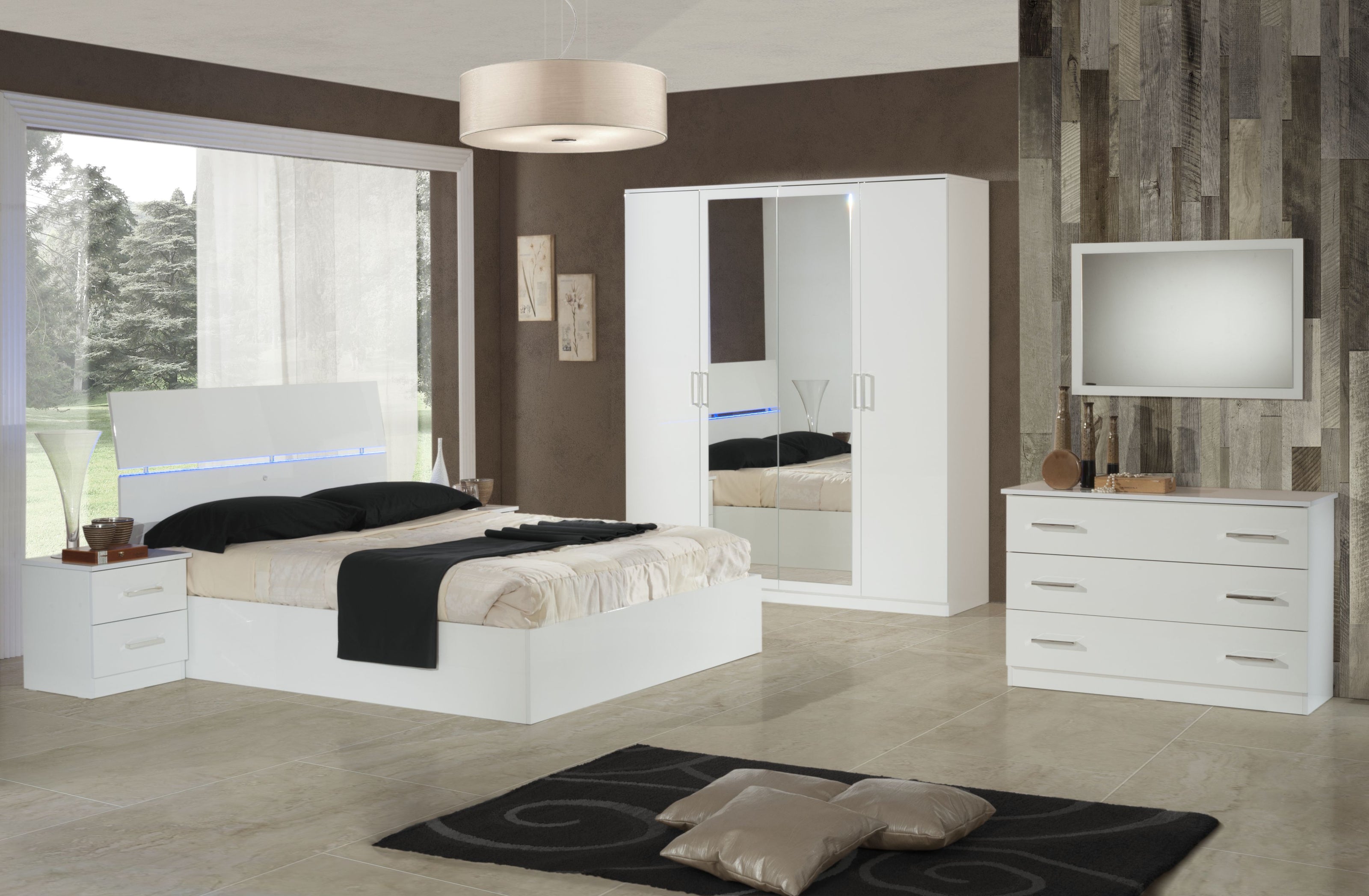 New Simona Luxury Modern Style Italian High Gloss Double Bedroom Set Ben Company