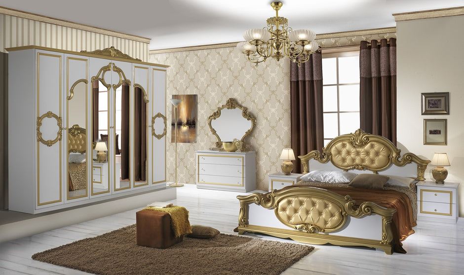 Borocoo Italian High Gloss Bedroom Set with 4 Doors Wardrobe Special Offer £999