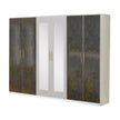 Ben Company Dalia Modern Italian High Gloss Grey-Gold With 4 Doors Wardrobe Bedroom Group