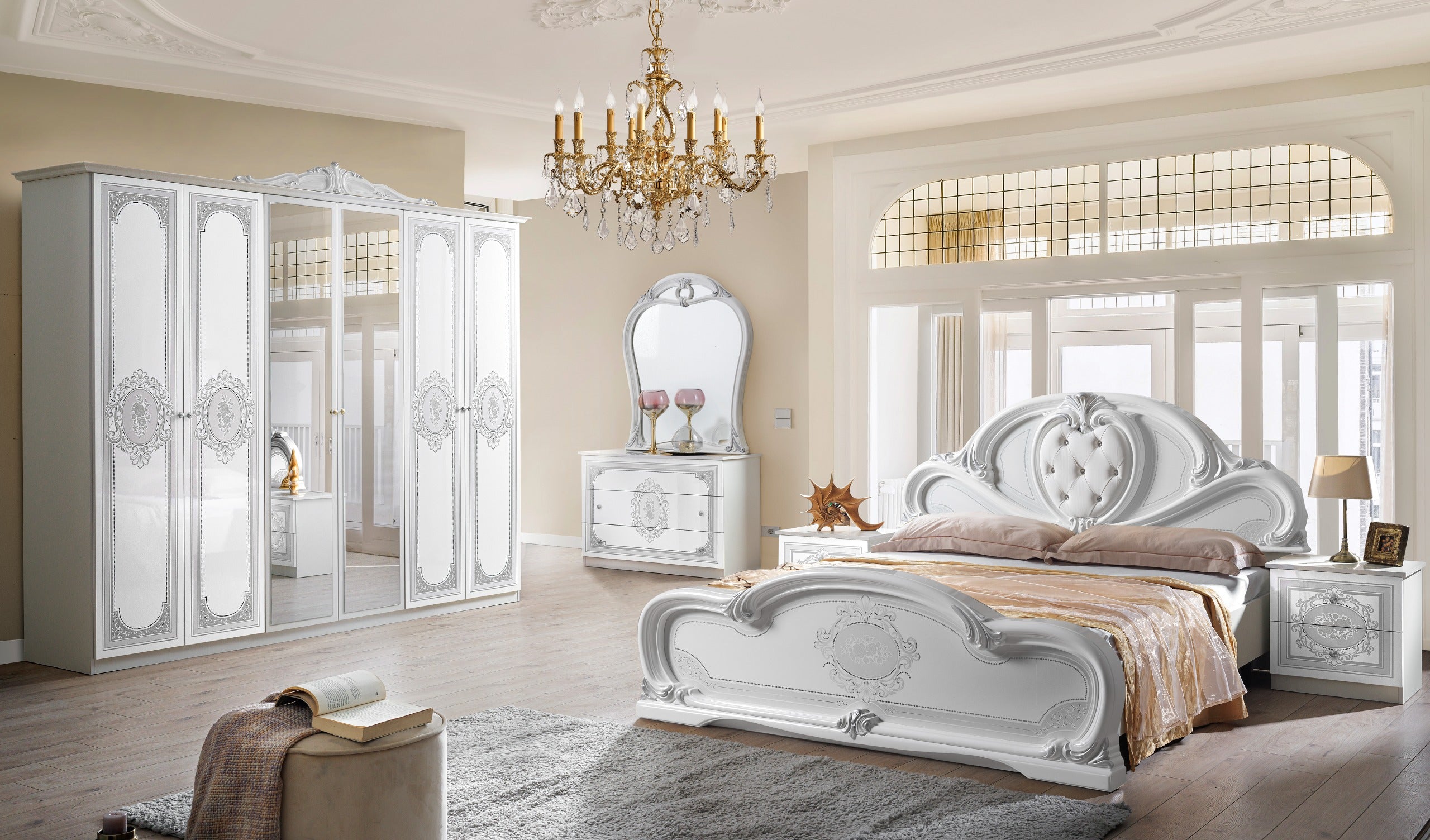 New Stunning CLARISSA Italian High Gloss 4Doors Wardrobe Bedroom Set OFFER PRICE