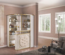 H2O Design Tiffanie Italian Luxury High Gloss Beige & Gold Eco Leather Corner Bar Unit