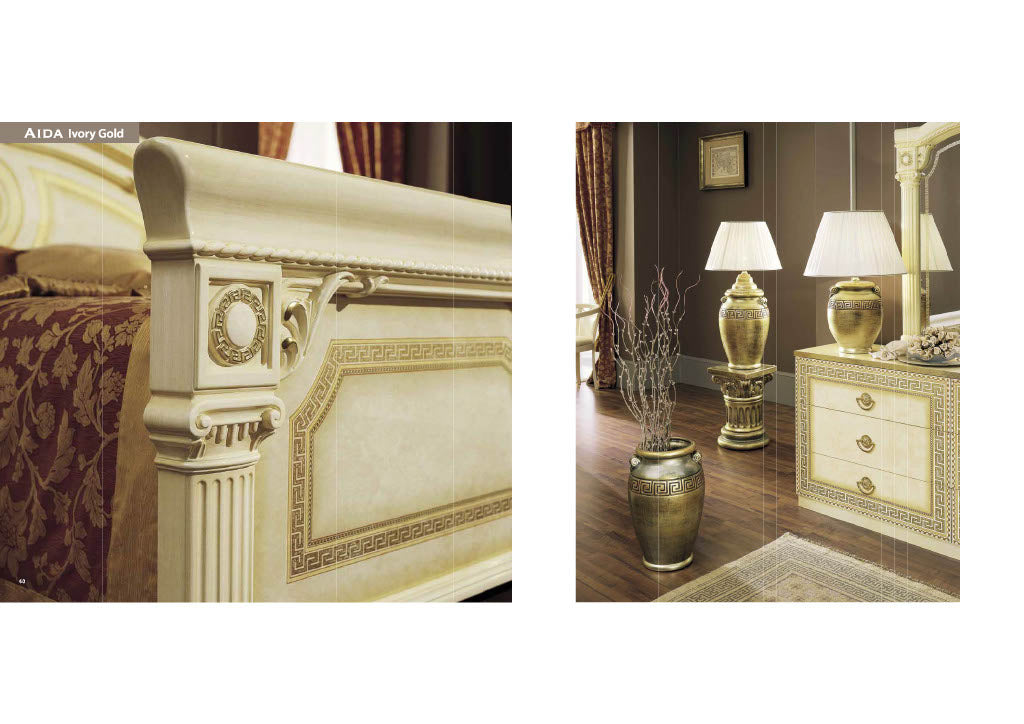 Camel Group Aida Original High Lacquer Italian 4 Doors Black-Gold Bedroom Set