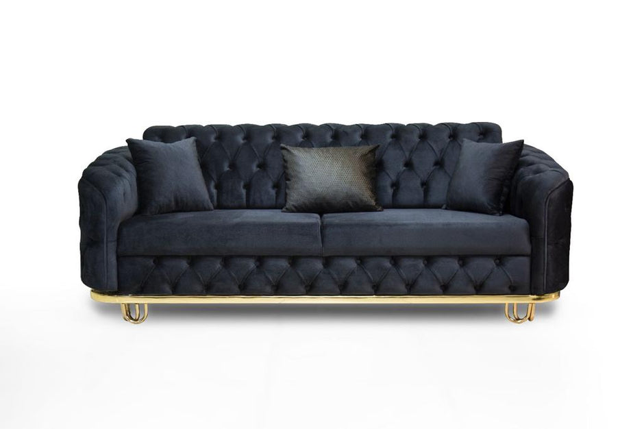 Almira Stunning Chesterfield Plush Velvet Deep Button Design Exclusive Sofa set
