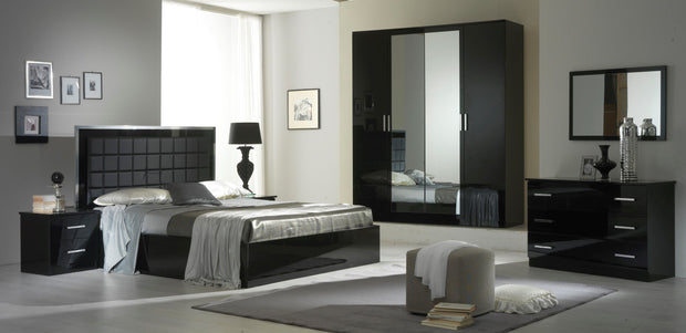 BEN COMPANY New Ambra Black / White High Gloss Luxury Italian 4DooBedroom Set