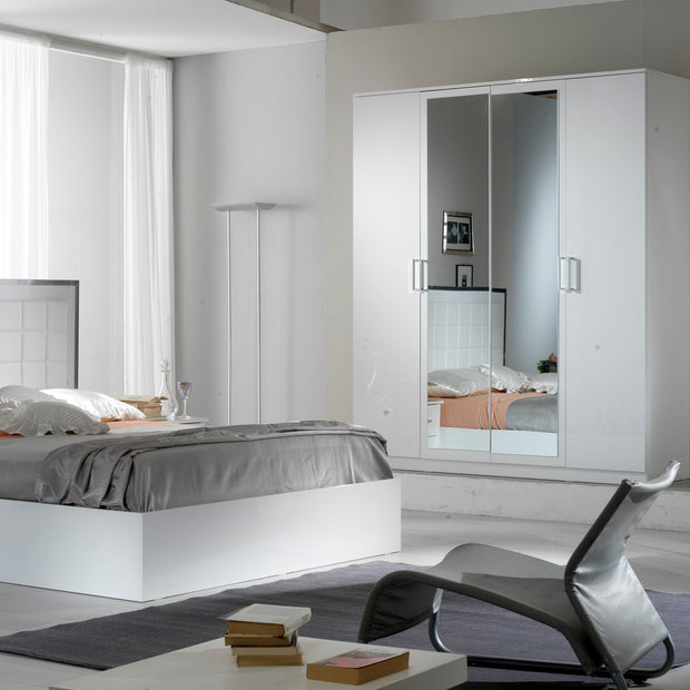 BEN COMPANY New Ambra Black / White High Gloss Luxury Italian 4Door Bedroom Set