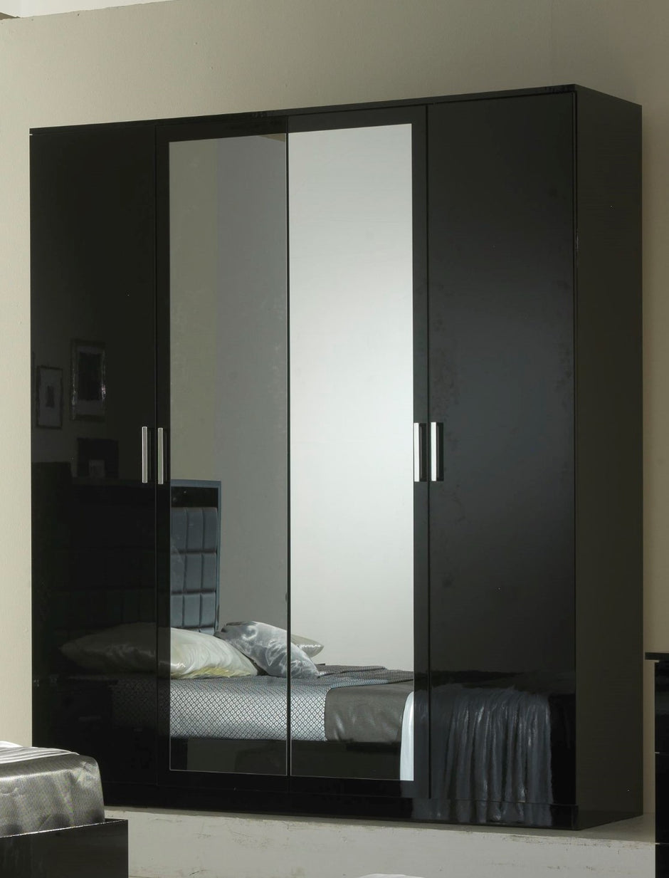 BEN COMPANY New Ambra Black / White High Gloss Luxury Italian 4DooBedroom Set