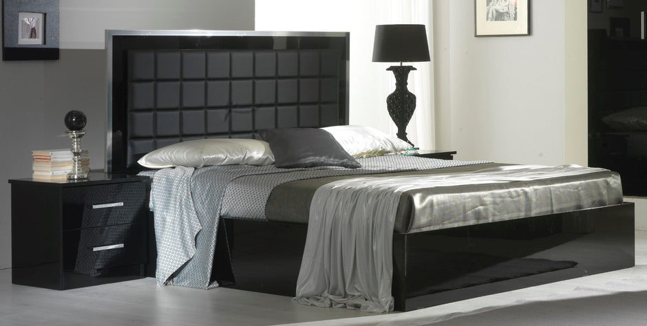BEN COMPANY New Ambra Black / White High Gloss Luxury Italian 4DooBedroom Set