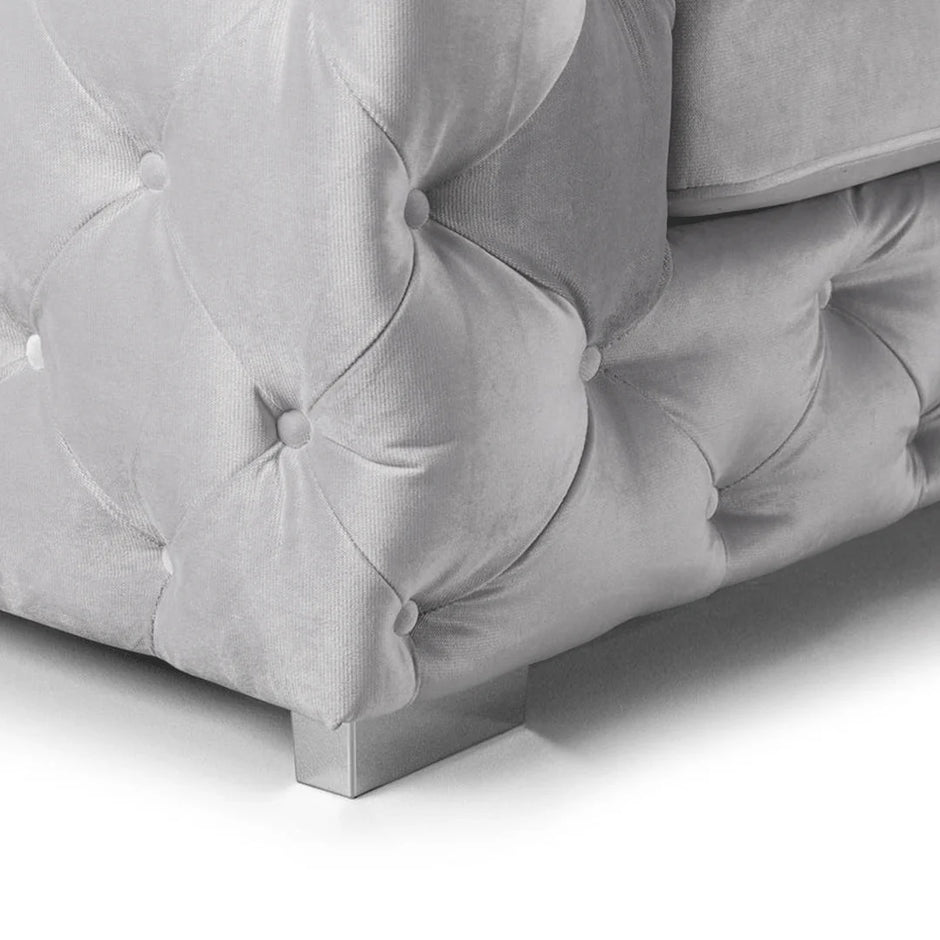 Ashton Chesterfield Corner Sofa in Silver Plush Velvet