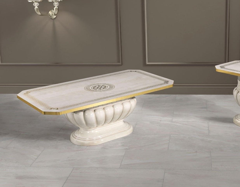AURORA ITALIAN HIGH GLOSS WHITE & GOLD COFFEE TABLE H2O Classic DESIGN £349
