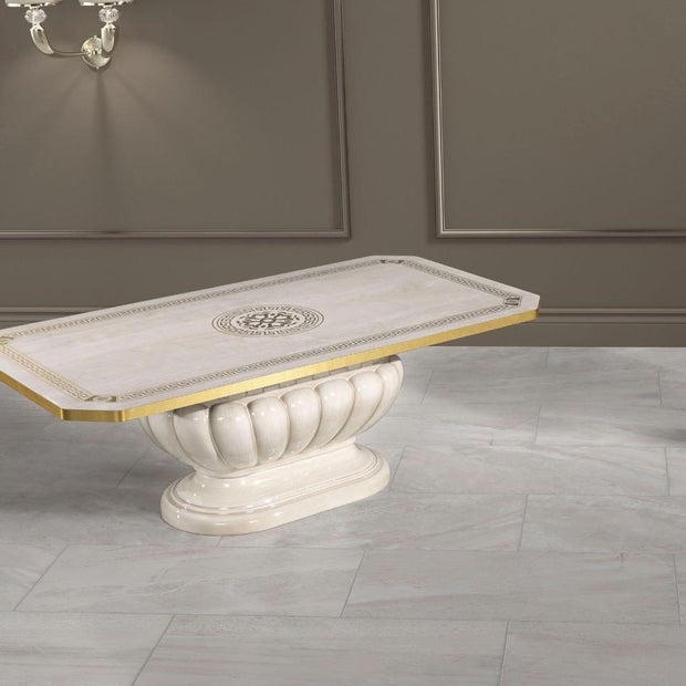 AURORA ITALIAN HIGH GLOSS WHITE & GOLD COFFEE TABLE H2O Classic DESIGN £349