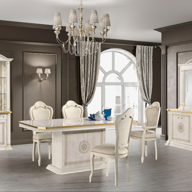 H2O Design Aurora Italian Large Ext-Dining Table Black /Gold + 6 Chairs