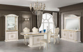 H2O Design Aurora Italian Large Ext-Dining Table Black /Gold + 6 Chairs