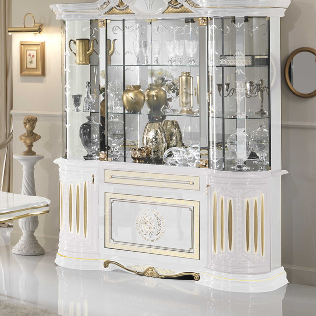 BETTY (BEN COMAPNY) BLACK & GOLD ITALIAN HIGH GLOSS 4 DOORS VITRINE/DISPLAY UNIT